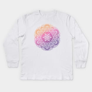 mandala-design, mandala-art, geometric, abstract, mandala and spirituality, colorful, rainbow, mandala pattern, mandala flower patterns, Flower Mandala ,Spirituality Kids Long Sleeve T-Shirt